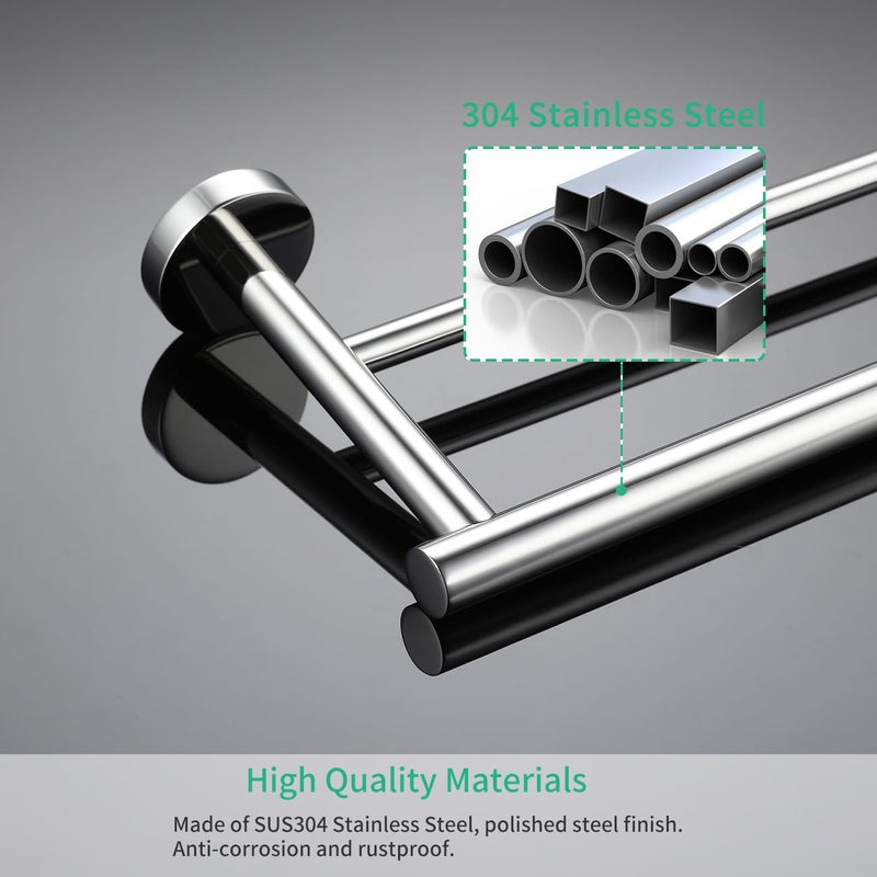 Miyili Double Towel Bar 36-Inch Stainless Steel Bathroom Towel Rack Holder Wall Mount Polished Finish, A01C90B - Image 4